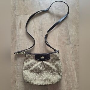Coach Beige and Brown Signature Crossbody Bag